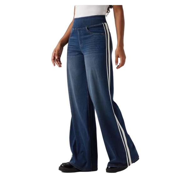 NWT Halara Wide Leg Flex Denim with White Stripes Size L - Picture 2 of 12